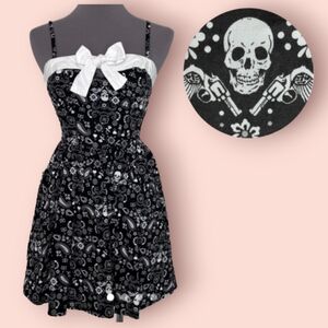 Hell Bunny Black and White Skull Dress